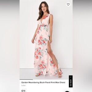 Lulus Garden Meandering Blush Floral Print Maxi Dress